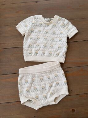 Little Planet Organic Cotton Cream Knit Baby Two-Piece Set - 3 Months